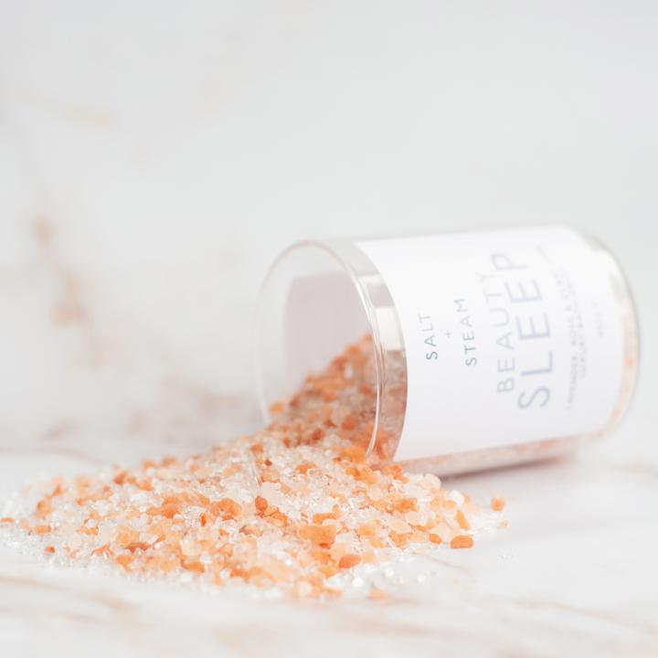 Beauty Sleep Bath Salts from Salt + Steam pouring out of the jar